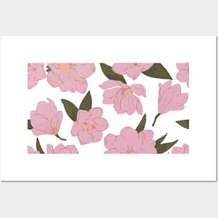 Cold pink magnolias pattern Posters and Art